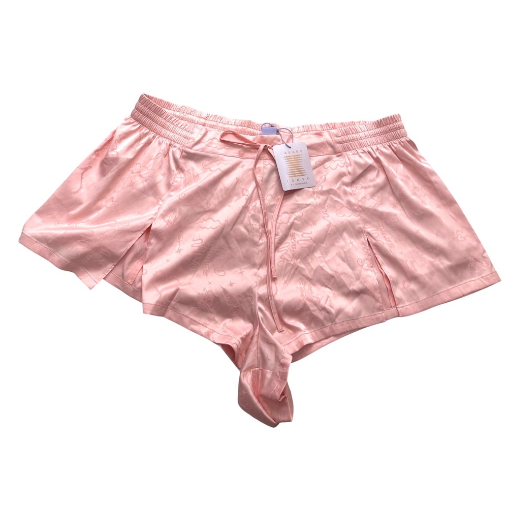 Savage X Fenty Sleep Shorts 2X Pink Satin Jacquard Cloud luxury
